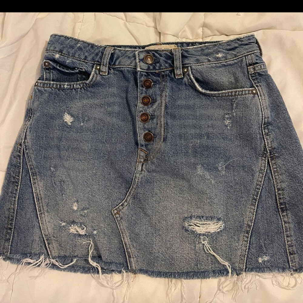 Free People Mini Jean Skirt